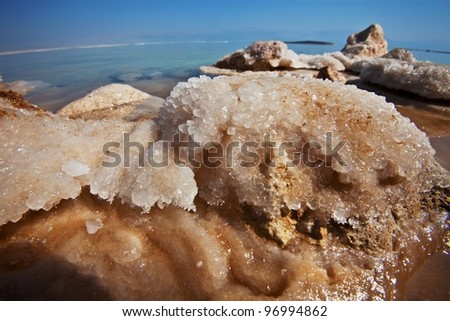 Crystal salt on a rock