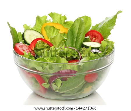 Delicious Salad On A Bowl Isolated Over White
