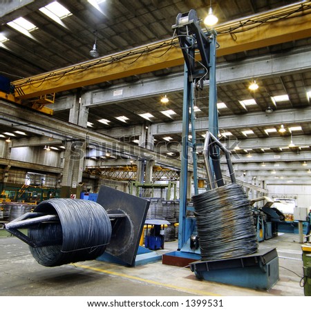 Inside of a big steel factory. Metal industry