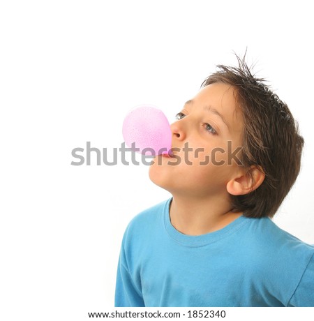 Bubble Gum Boy Portrait With Fun Expressions. Look At My Galery For 