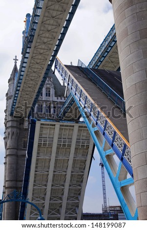 London Tower Bridge with the gates opening up