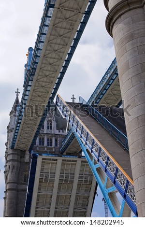 London Tower Bridge with the gates opening up