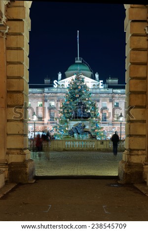 LONDON - DEC. 14 :Christmas tree of somerset house pictured on December 14th, 2014, in London, England. Somerset house is one of the most visited place in London.