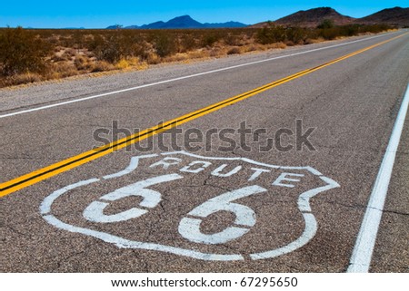 Route 66 in the Mojave Desert.