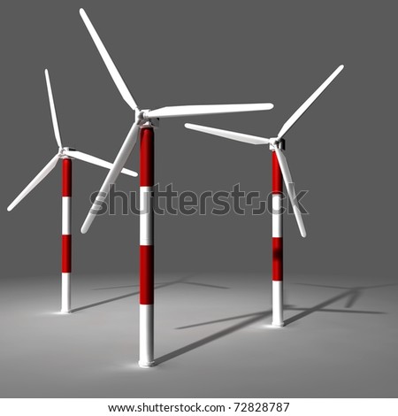 Wind turbine farm 3D render