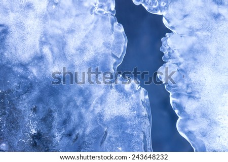 Abstract winter texture background. Water, snow and ice in nature pattern. Close up image