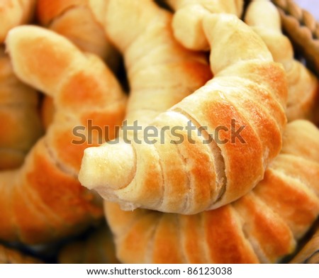 appetizing fresh homemade rolled baked pastry pieces