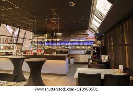 interior of modern bar in new restaurant