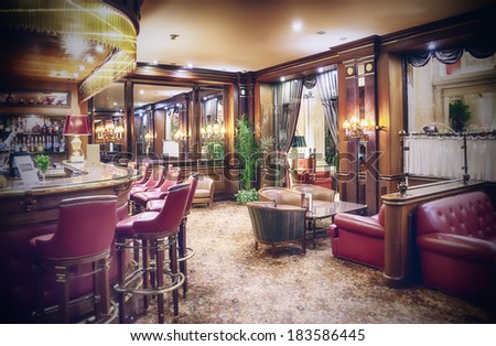 interior of classic hotel bar