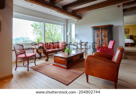 interior of living room in countryside villa