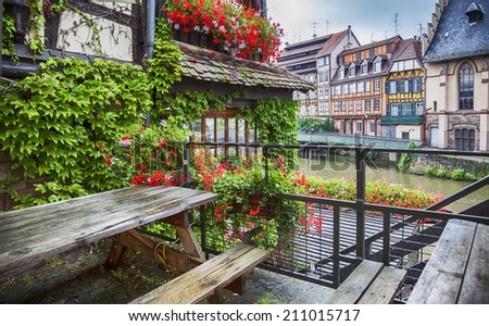 flower decoration in old center of Strasbourg