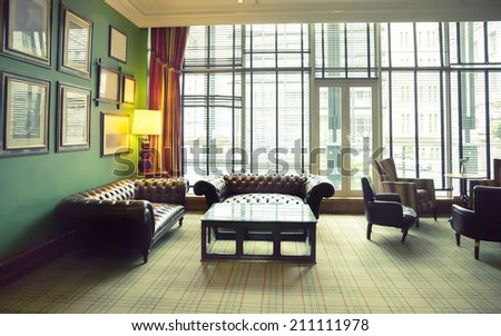 retro room in classic hotel interior