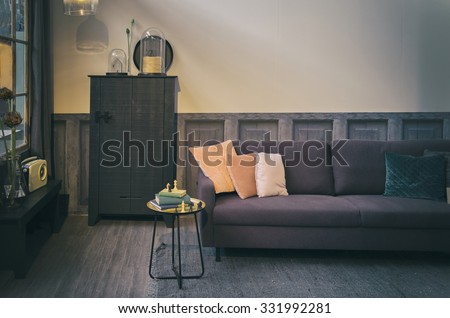 Interior of stylish retro  living room