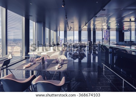 interior of Vienna contemporary restaurant on 57 floor