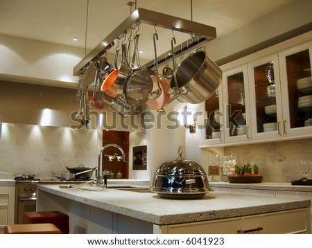 metal household objects on kitchen