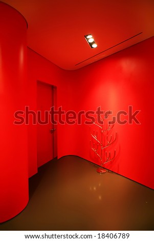 red corridor in modern hotel interior
