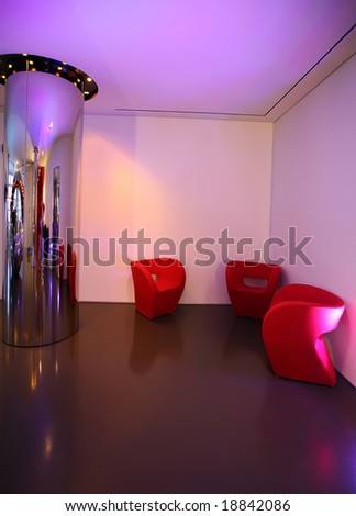 light reflection in metal column in modern interior