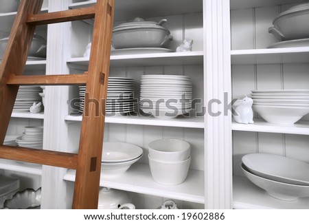 home cupboard with dishes