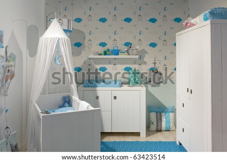 Color  Baby Room on Interior Of Designed In White Color Baby Room Stock Photo 63423514