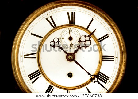 Vintage Victorian Old Clock Face with Roman Numerals