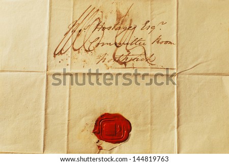 Old Letter with Red Wax Seal - Correspondence from the 1800\'s Landscape