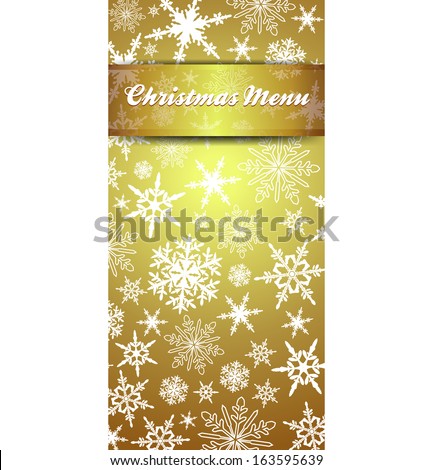 Christmas Menu Snowflakes - Gold Snowflake Background with Transparent Gold Band - Raster Version