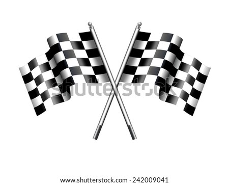 Chequered Flags Motor Racing - Two black and white crossed Racing Checked Flags - Raster Version