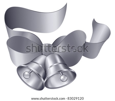 Stock Photo Silver Wedding Bells With Ribbon