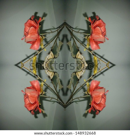 Artificial rose assemblage with toned background