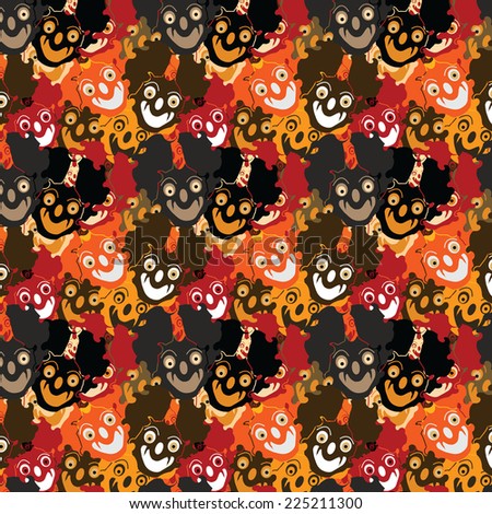 Seamless pattern with abstract face