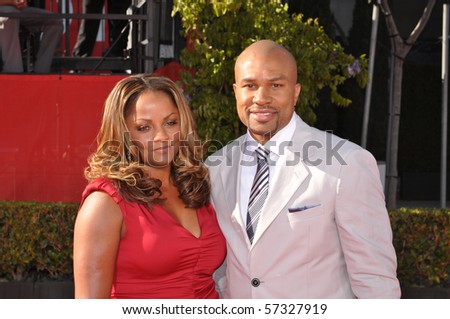 LOS ANGELES, CA - JULY 15: An NBA guard Derek Fisher and wife, on the red carpet of the 2010 ESPY Awards at the Nokia Theater at LA Live, on July 15, 2010 in Los Angeles, CA