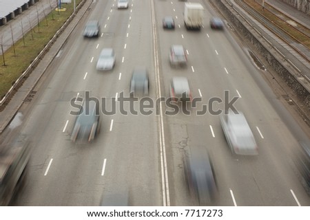 Highway with  car in motion