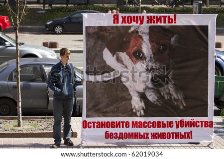 KIEV, UKRAINE - SEPTEMBER 10: Meeting for protection of homeless dogs and cats. September 10, 2010 in Kiev, Ukraine