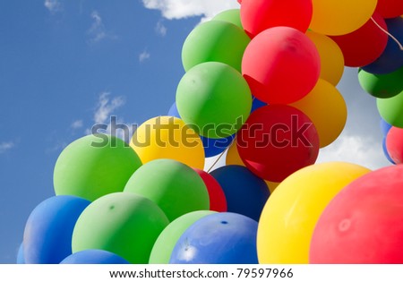 Colorful  balls on a background  blue sky