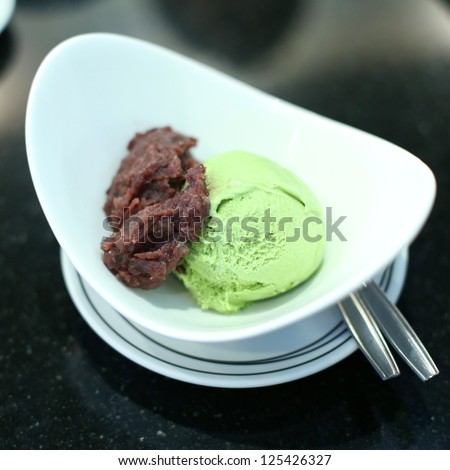 Green Tea Ice Cream with Red Bean