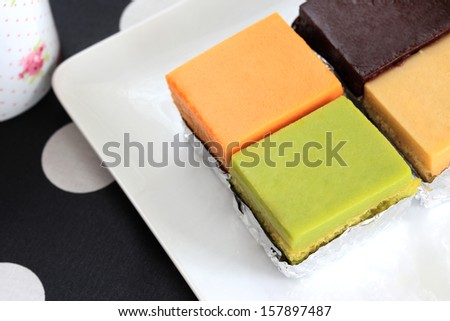Colorful of Chiffon Cake on Plate