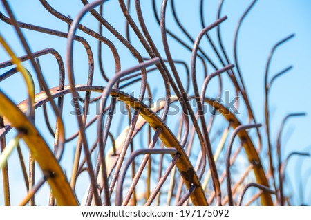 Abstract metal lines from a farm windrow equipment