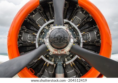 Close up abstract of a vintage airplane propeller engine Close up abstract of a vintage airplane propeller engine
