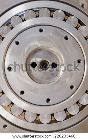 Close up of large roller bearing on shaft