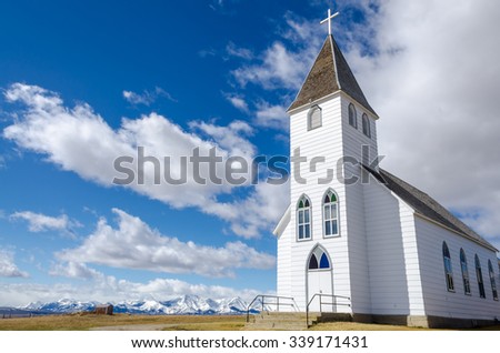 St. Mary\'s historic church in the foothills of the Rocky Mountains in Alberta, Canada