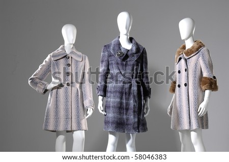 Set of Three dummies dressed in coat