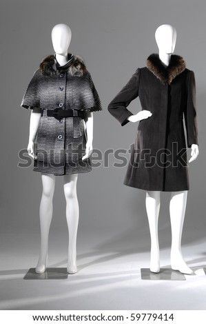 Two female winter coat on a light background