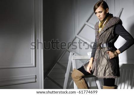 High fashion model with posing in the studio