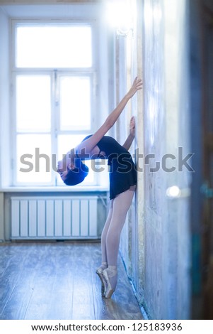 Young attractive woman in a dance class. Ballerina