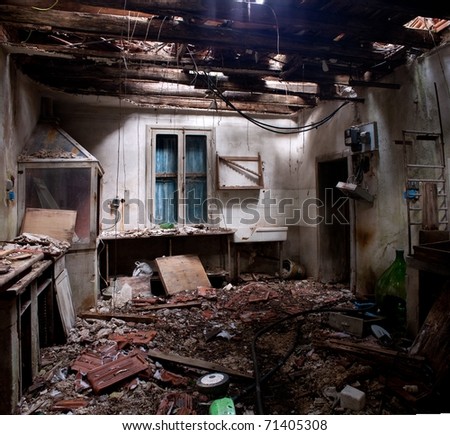 abandoned interior of old factory