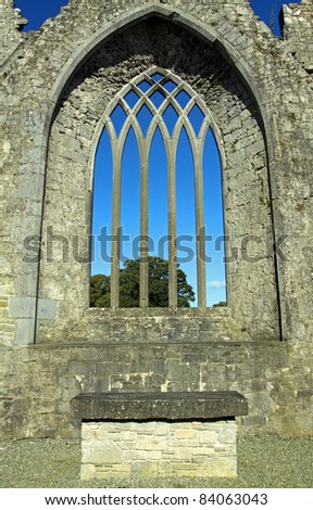 Medieval Arched Window And Altar