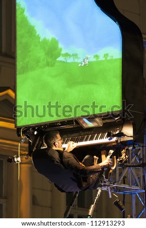 BUCHAREST, ROMANIA - SEPTEMBER 13: David Moreno performs during B-FIT in the Street International Street Theater Festival on September 13, 2012 in Bucharest, Romania.