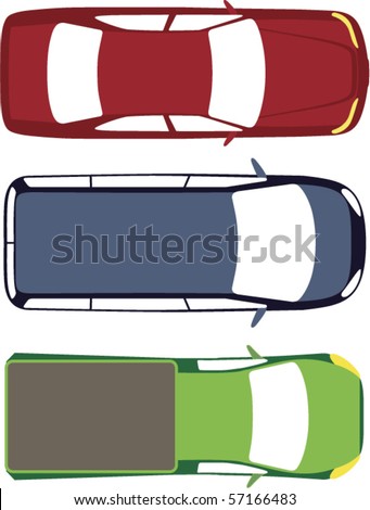 stock vector Three vector cars top view