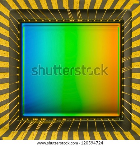 light sensor on a card of digital camera with coloured interference