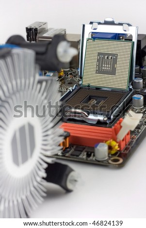 motherboard  and CPU fan out of focus